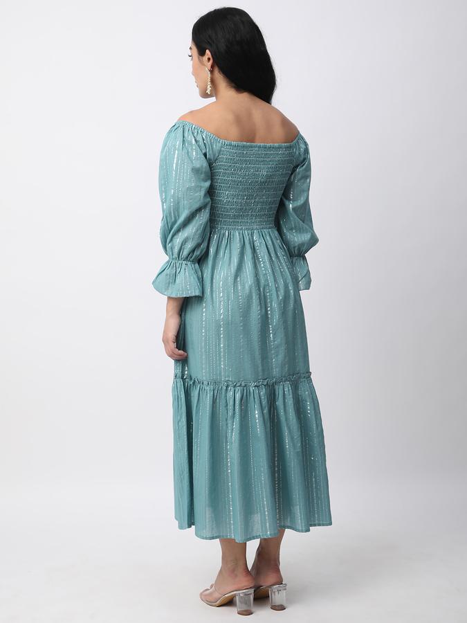 Women Cotton Striped Fit And Flare Ethnic Dress