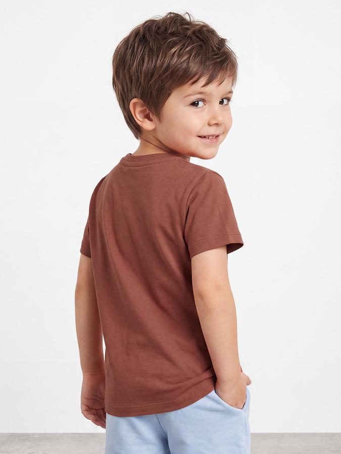 R&B Boys Brown All over Graphic Print Short Sleeves Tshirt