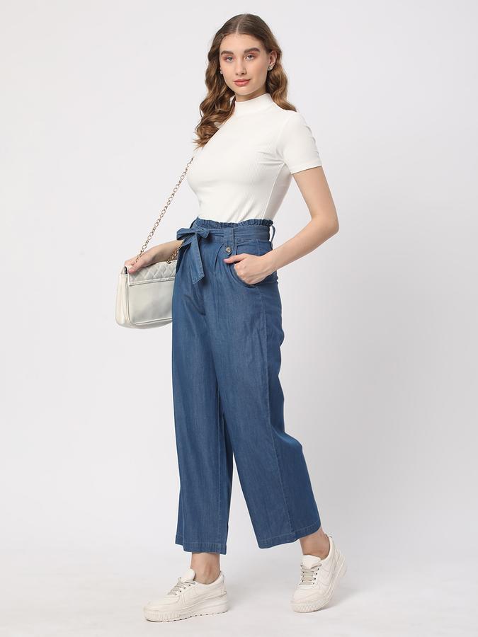 R&B Paperbag Waist Flared Denim Pants image number 1