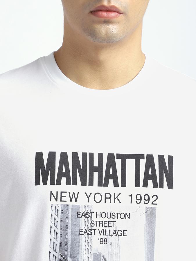 R&B Men's White Printed T-Shirt