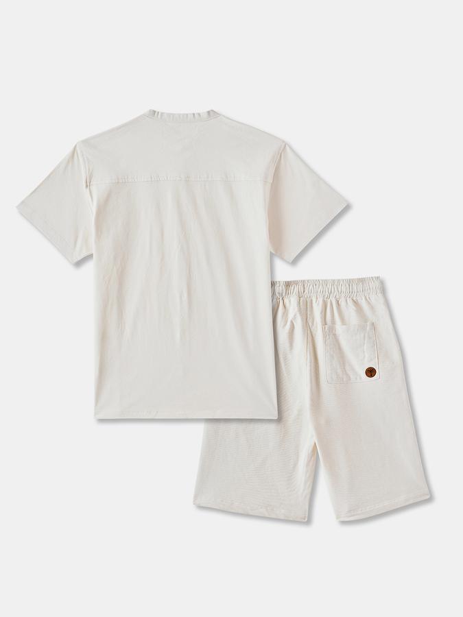 Boys Embroidered Shirt with Shorts Fashion Set