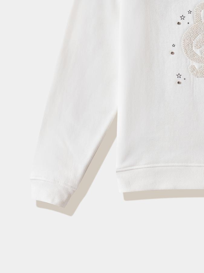 Girls Fleece Regular Fit Crew Neck Embellished Sweatshirt