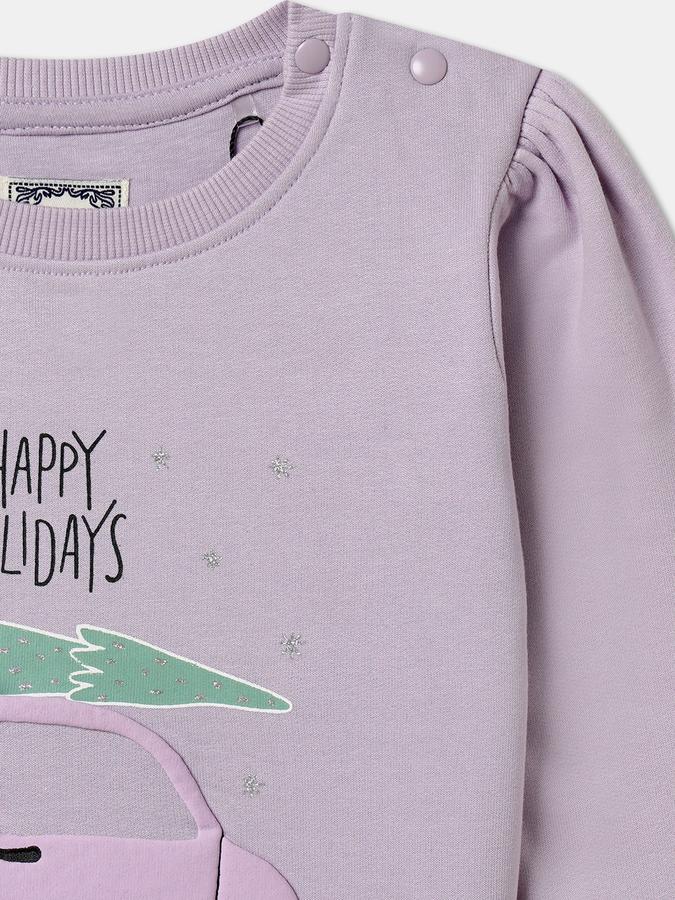 Girls Graphic Regular Fit Long Sleeve Crew Neck Appliqu&eacute; SweaT-Shirt