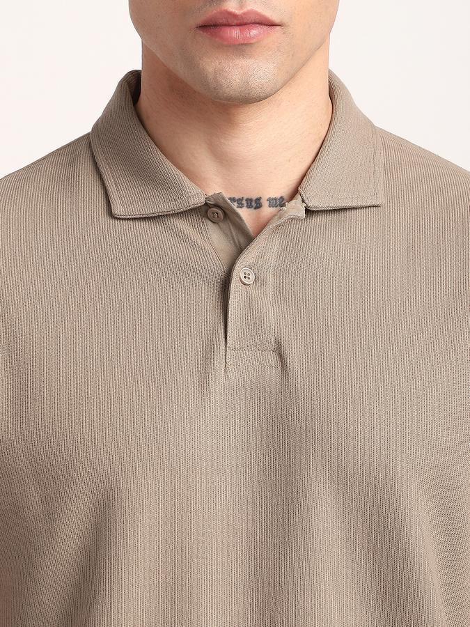 Men Cotton Slim Fit Polo Neck Solid T-shirt