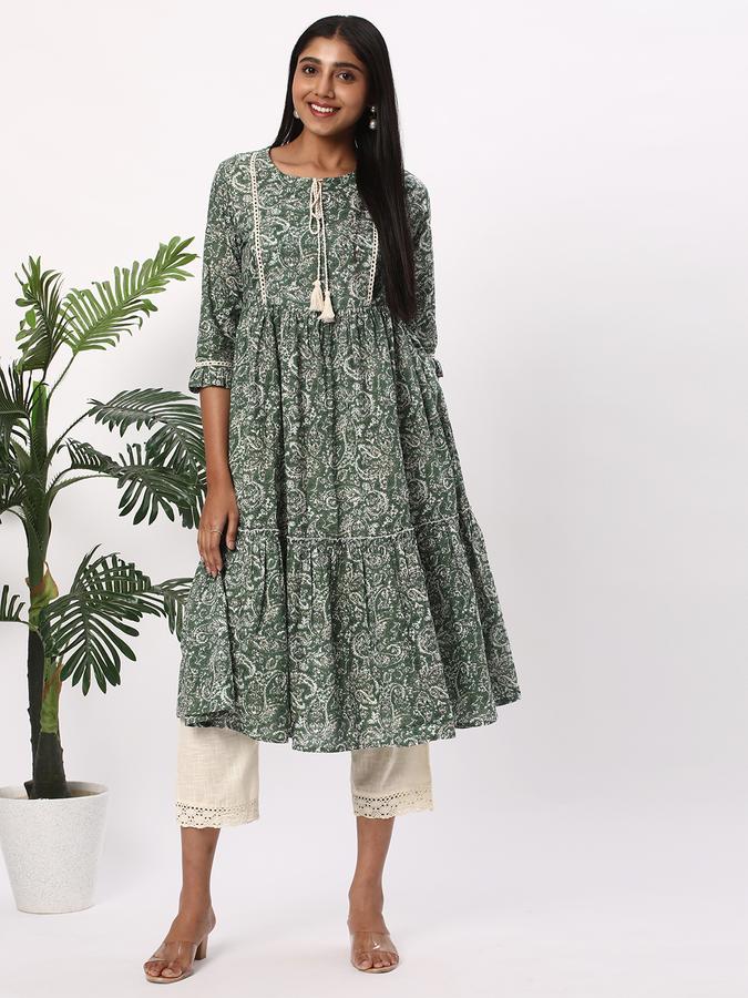 R&B Women's Green Printed Kurta