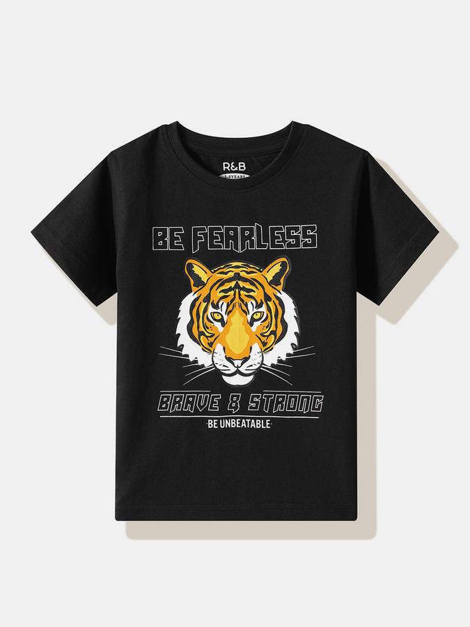 Boys Cotton Regular Fit Crew Neck Graphic T-shirt