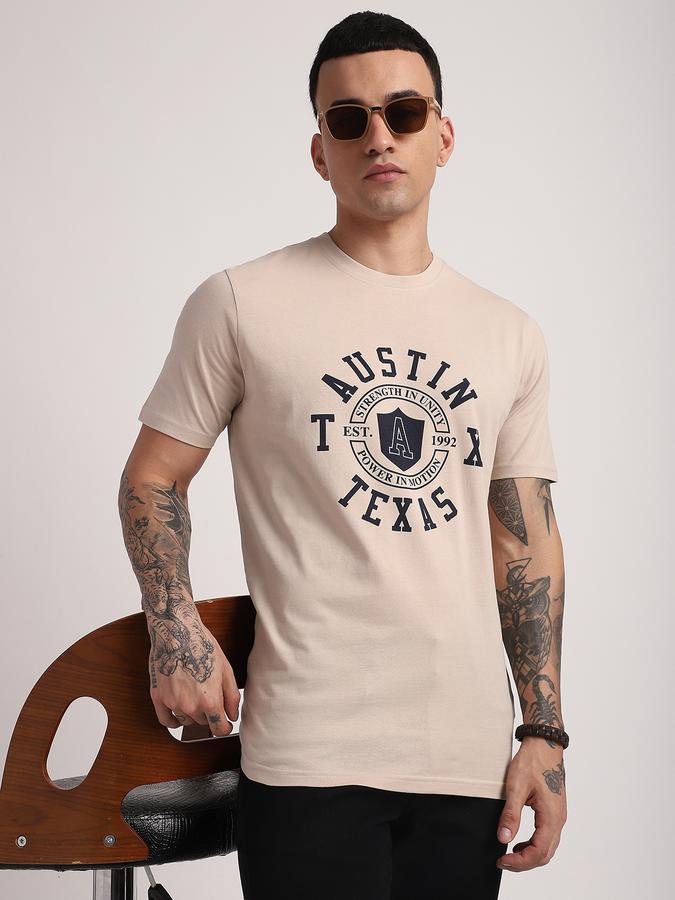 Men Cotton Regular Fit Crew Neck Graphic T-shirt