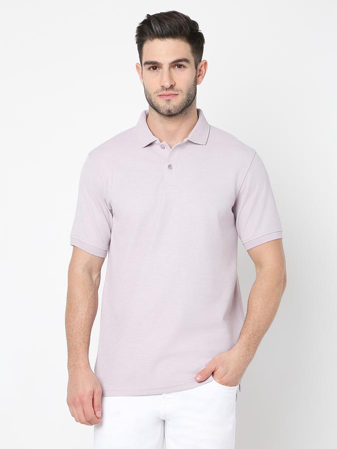 Men Cotton Blend Regular Fit Polo Neck Solid T-shirt