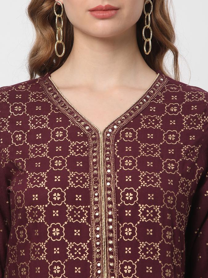 Women Geometric Print Straight Kurta image number 3
