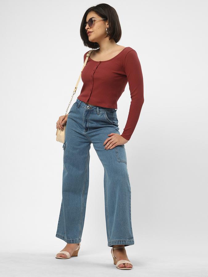 R&B Women's Cargo Wide Leg Jeans image number 1