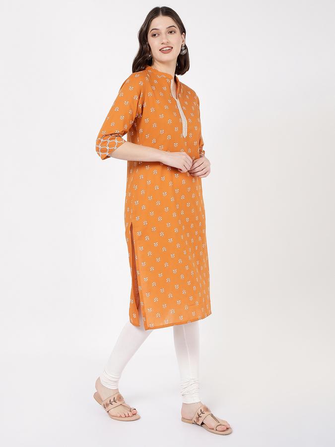 Women Micro Print Straight Kurta image number 2