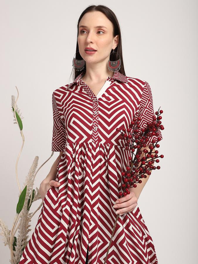 Women Viscose Regular Fit Shirt Collar Printed Kurta