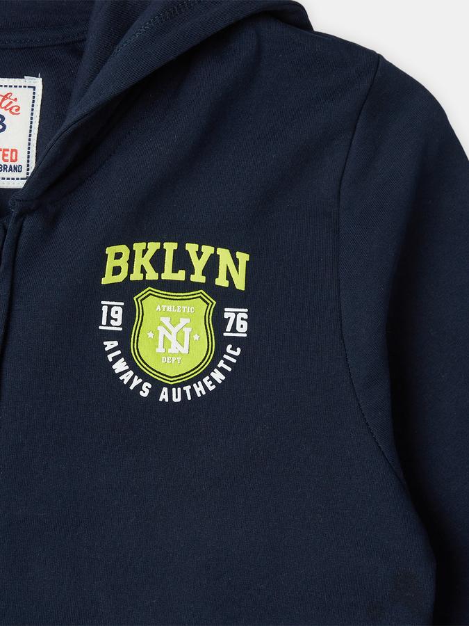 Boys Cotton Hooded Zip Up Graphic Print Jacket