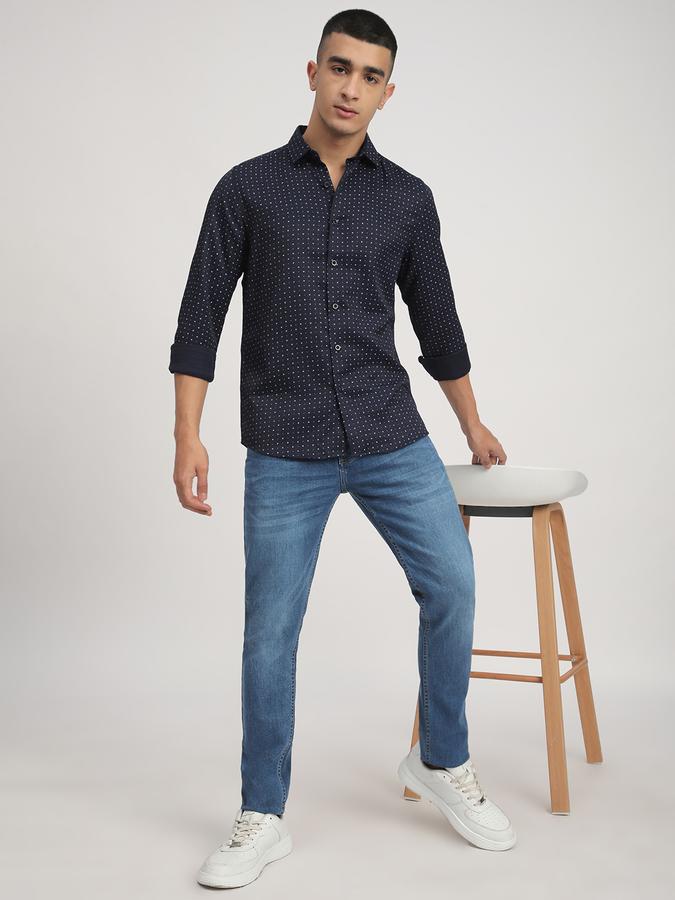 Men Cotton Slim Fit Mid Rise Clean Look Jeans