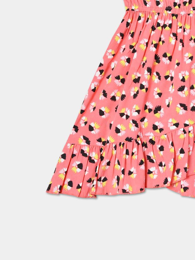 Girls Georgette A-Line Crew Neck Floral Dress