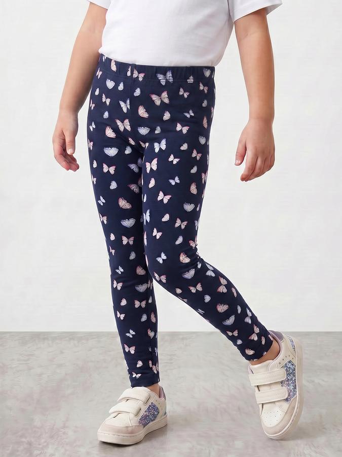 R&B Girl Blue Printed Cotton Blend Leggings