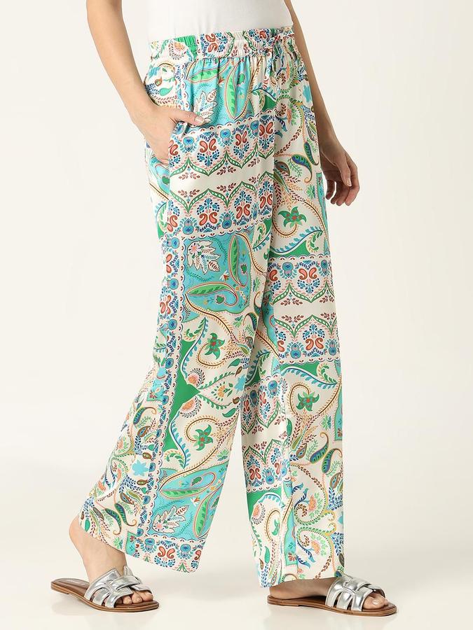 R&B Women Ivory Printed Relaxed Fit Trousers