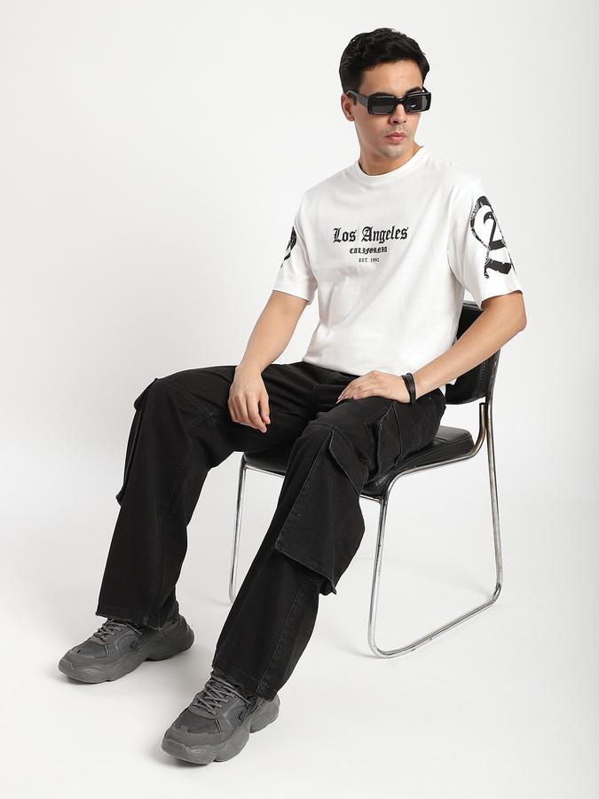 Men Cotton Relaxed Fit Crew Neck Graphic T-shirt