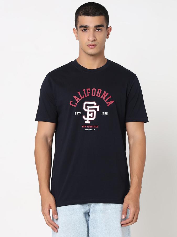 R&B Men's Navy Printed T-Shirt