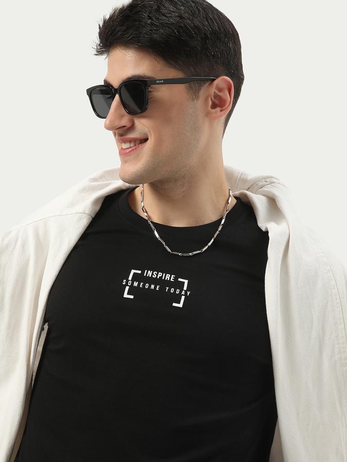 Men Cotton Regular Fit Crew Neck Typographic T-shirt