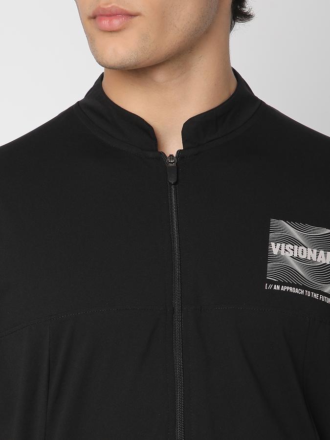 Men Polyester Regular Fit Graphic Track Jacket