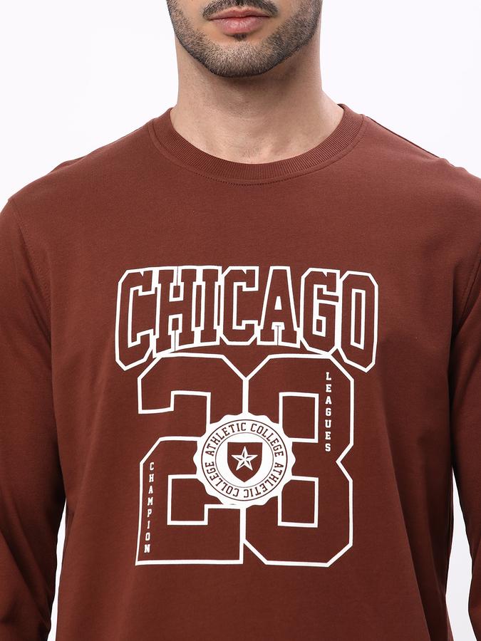 Men Cotton Regular Fit Crew Neck Graphic Sweatshirt