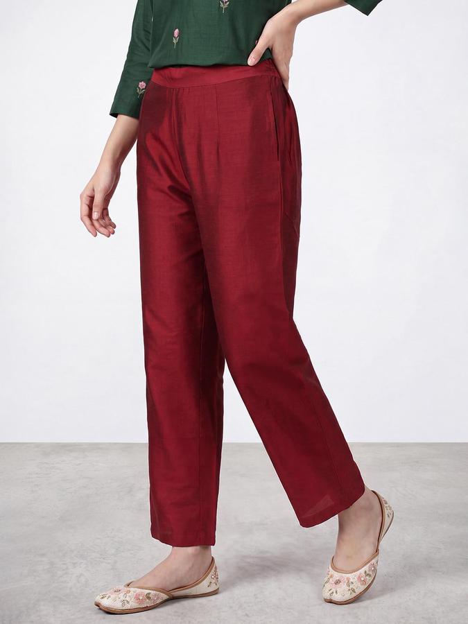 R&B Women Maroon Mid Rise Straight Fit Ethnic Trousers