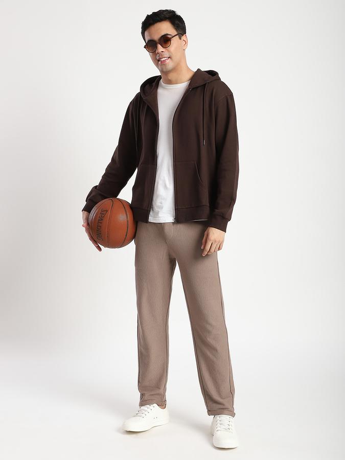 Men Fleece Regular Fit Hooded Jacket