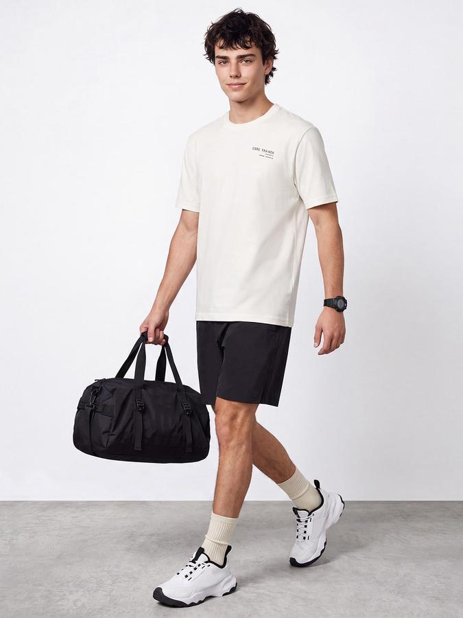 R&B Men Beige Back Print Short Sleeves Tshirt