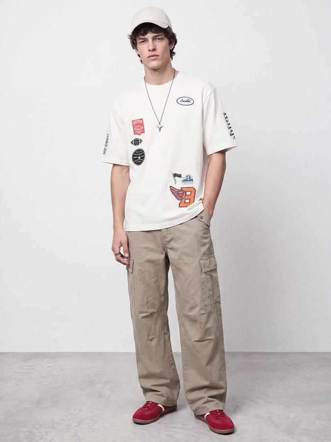 R&B Men White Short Sleeve Round Neck Typography Back Print T-Shirt