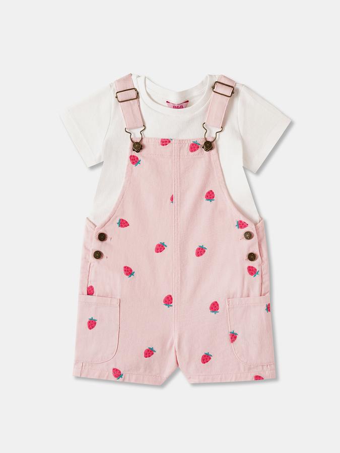 R&B Dungaree For Girls Printed Pure Cotton