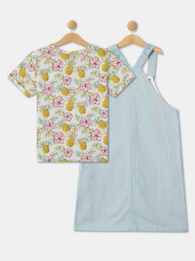 R&B Girl's Knee Length Woven Dungaree data-index=