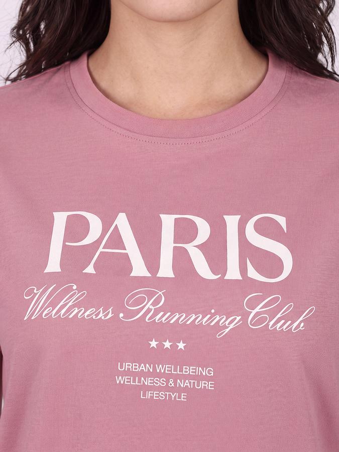 R&B Women Shell Pink Bold Typographic Print Short Sleeves Tshirt