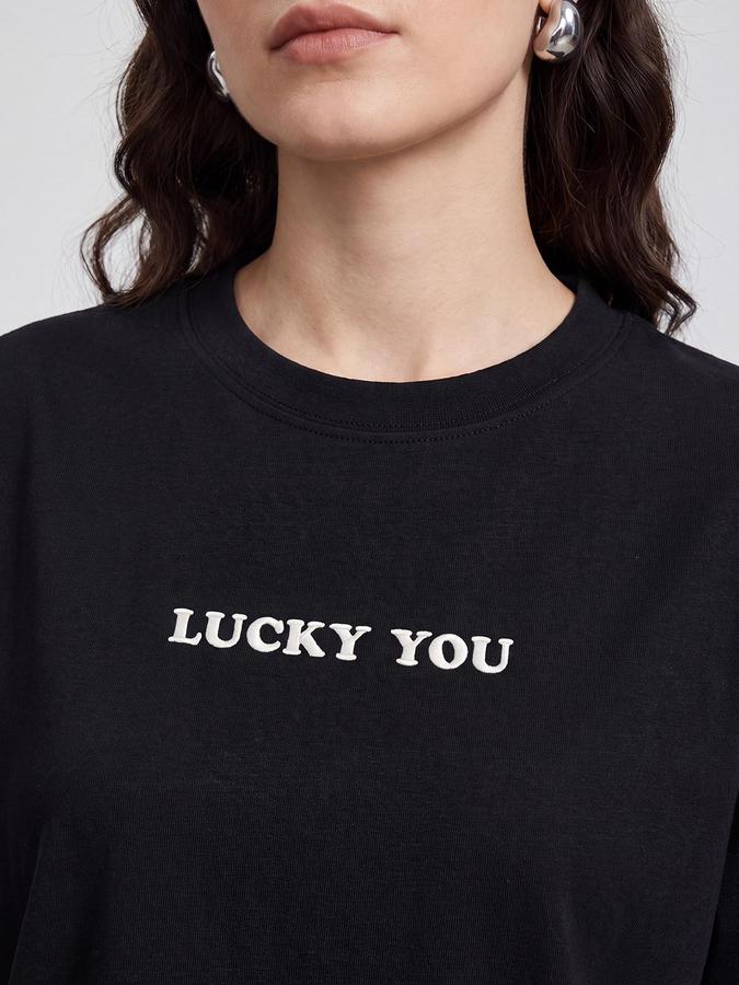 R&B Women Black Graphic Back Print Pure Cotton Round Neck T-Shirt