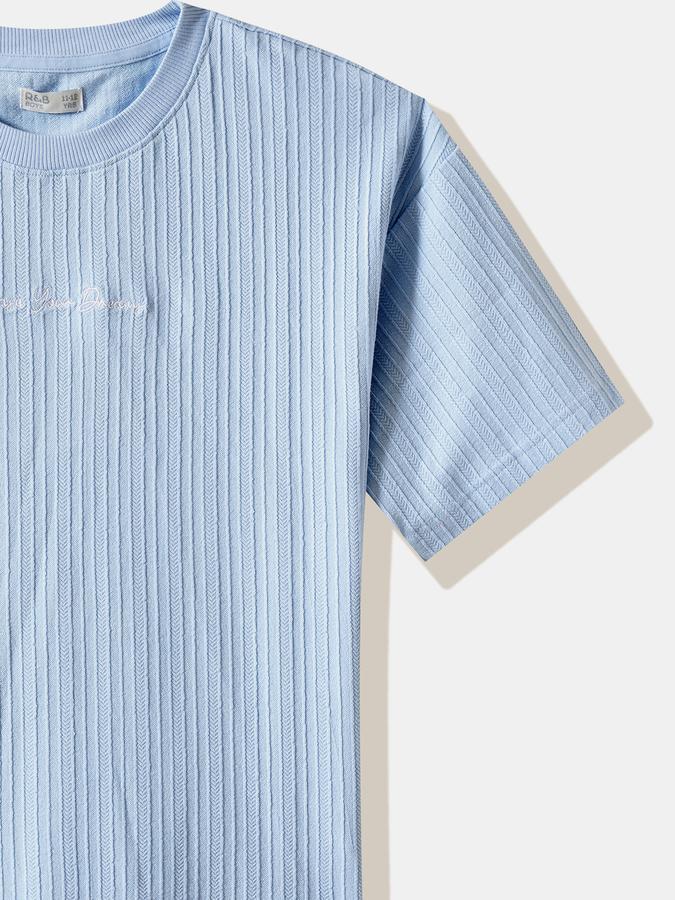 Boys Cotton Regular Fit Crew Neck Ribbed T-shirt