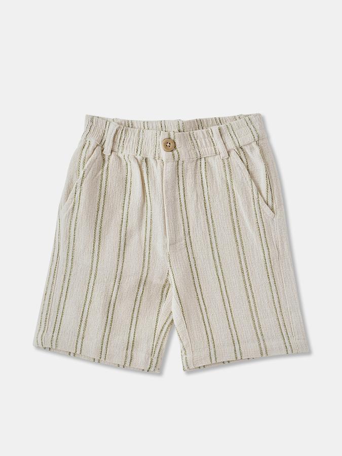 Boys Striped Short Sleeve Shirt with Shorts Fashion Set