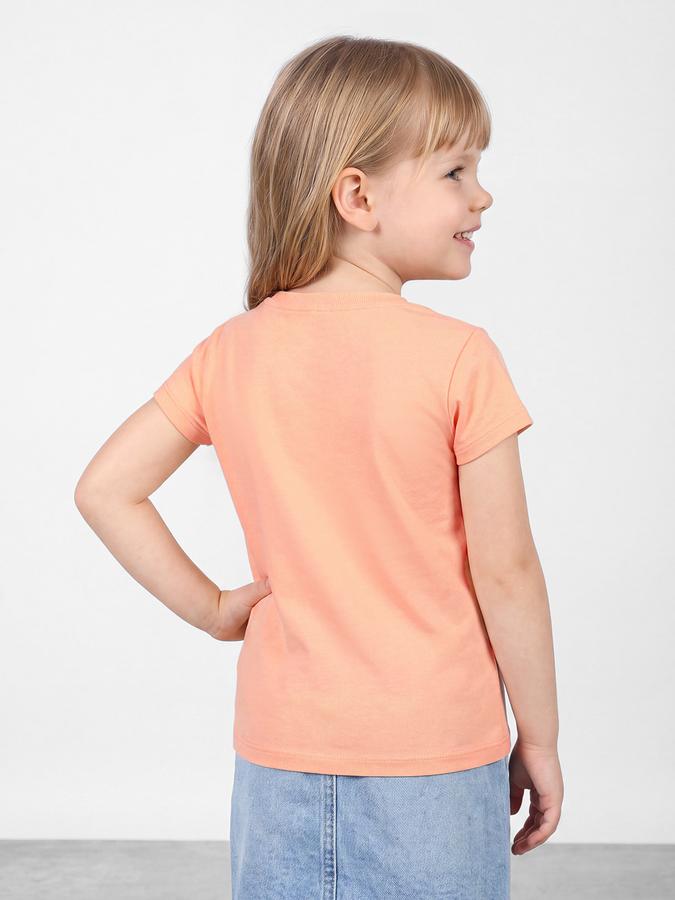 R&B Girls Orange Graphic Print Short Sleeves Tshirt