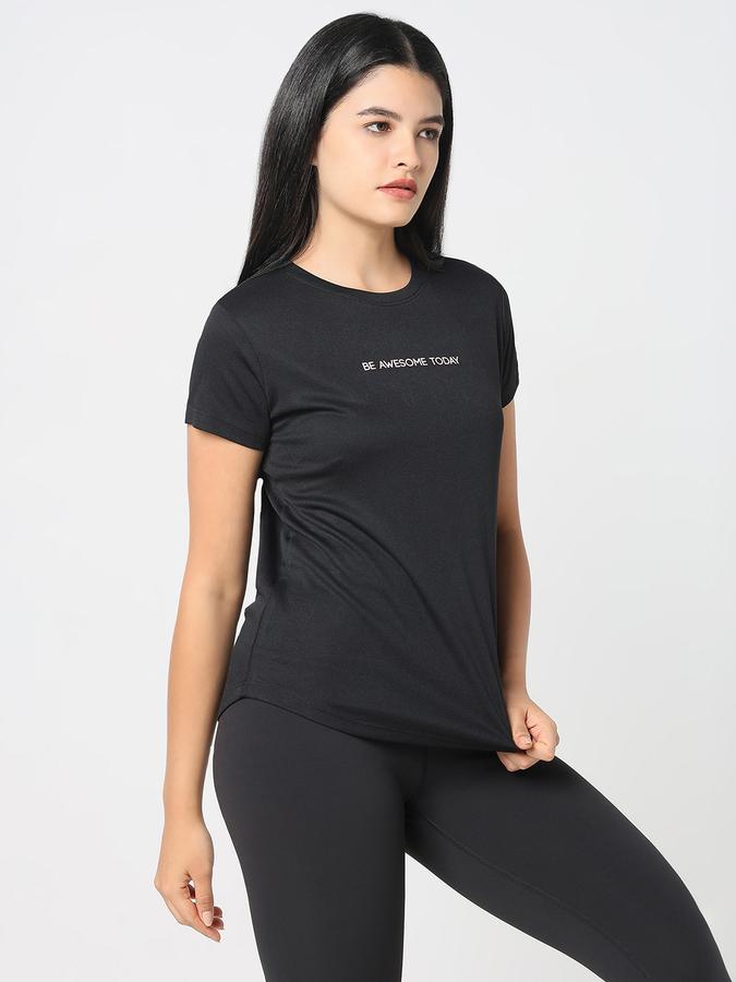 Women Polyester Relaxed Fit Crew Neck Graphic Top