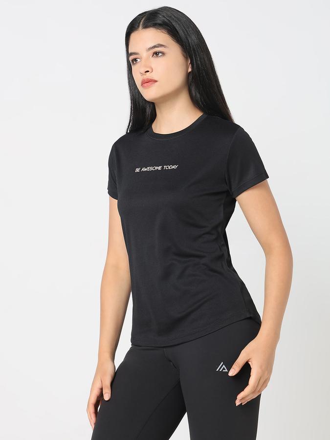 R&B Women Black Typography Print Active T-Shirt