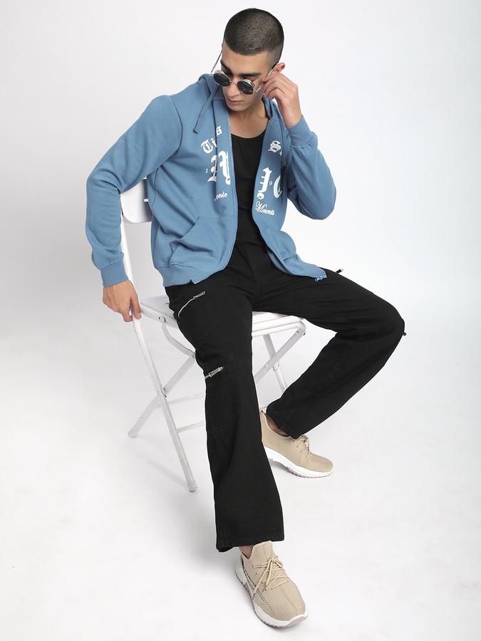 Men Cotton Blend Regular Fit Hooded Graphic Sweatshirt