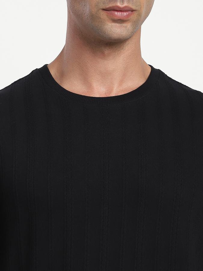 Men Cotton Regular Fit Crew Neck Textured T-shirt