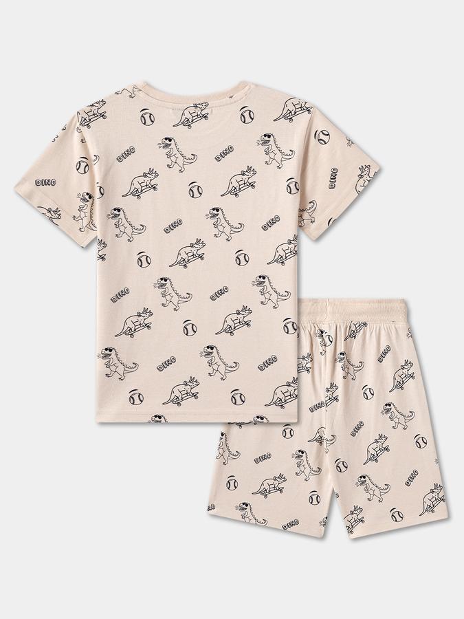 Boys Cotton Relaxed Fit Elastic Waist Graphic Print Pyjama Set