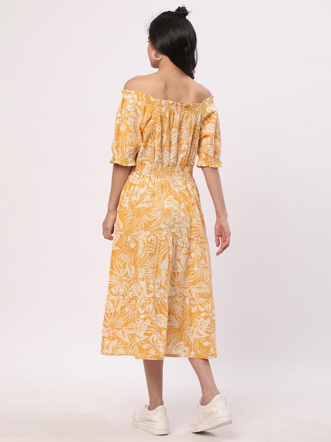 Women Cotton Tropical Printed Fit And Flare Ethnic Dress