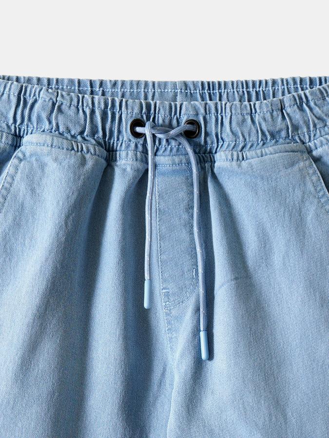 Boys Cotton Regular Fit Drawstring Waist Clean Hem Jeans