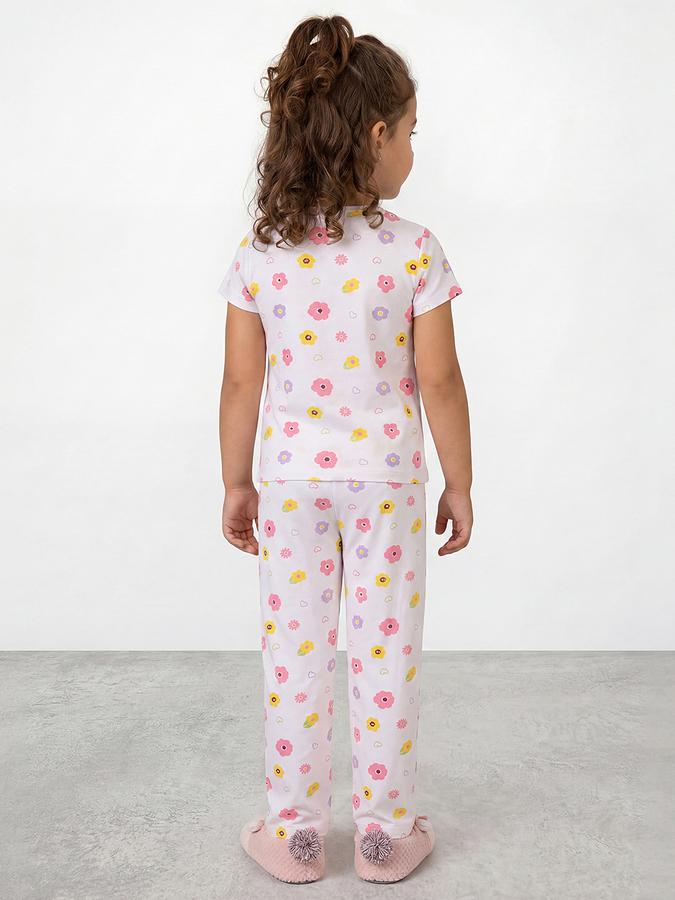 R&B Girls White Hello Kitty Print Short Sleeves Pure Cotton T-shirt &amp; Pyjamas Set