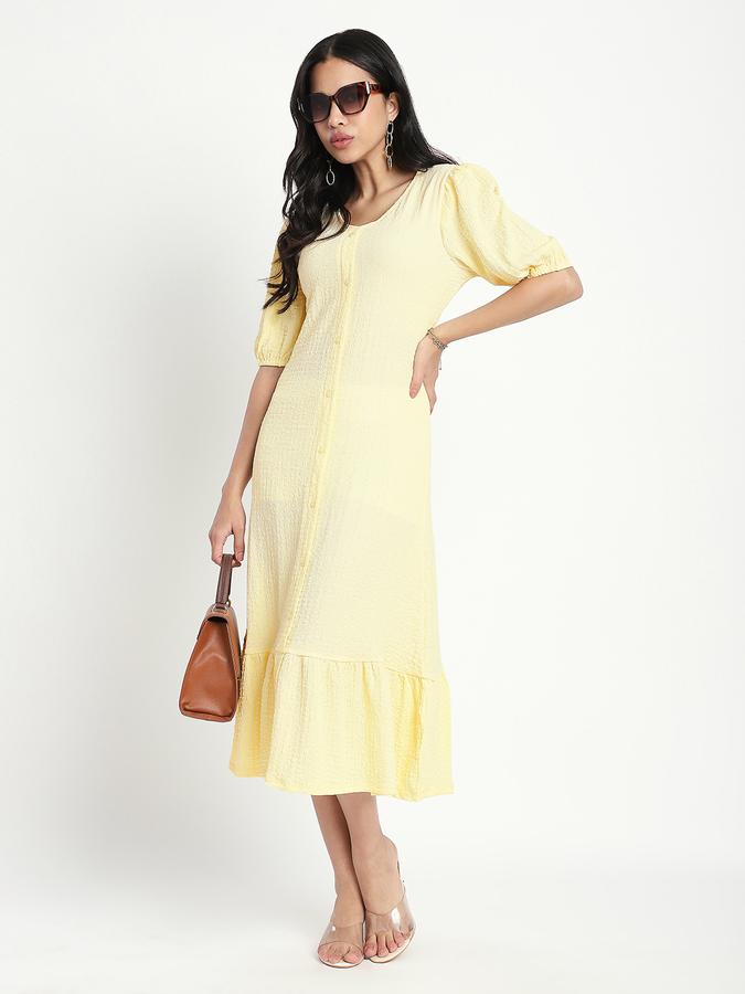 Women Polyester A-Line Midi Solid Dress