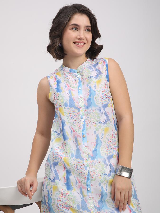 Women Muslin Regular Fit Mandarin Collar Printed Kurta