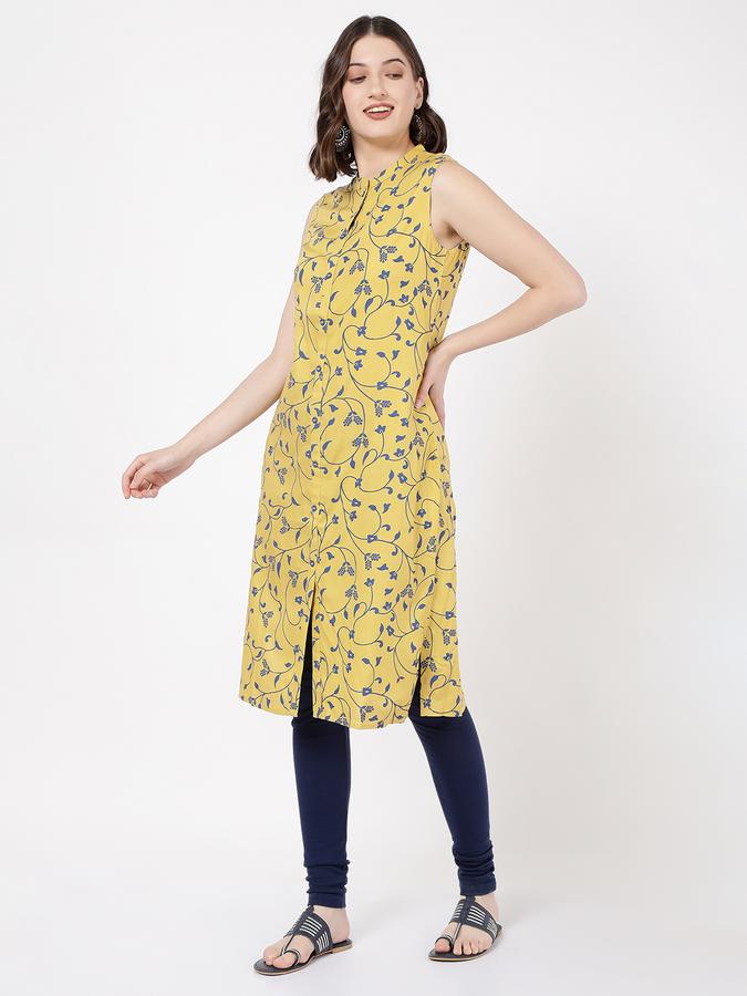 Women Leaf Print Straight Kurta image number 1