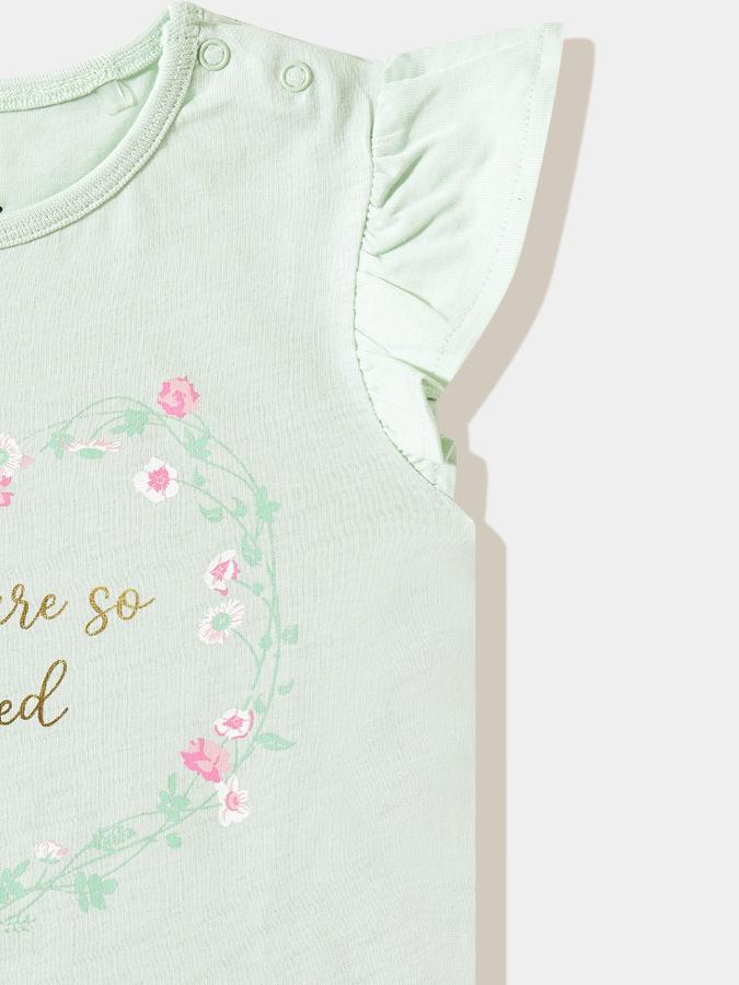 Girls Cotton Regular Fit Crew Neck Graphic T-shirt