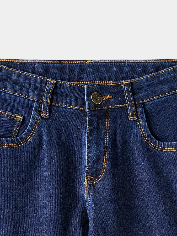 Boys Cotton Regular Fit Button Waist Clean Hem Jeans